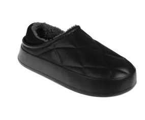 FOAMWALK Women's Platform Clogs - Quilted Fuzzy Clogs for Women, Faux Fur Lined Fall Clogs Slippers for Women Liliana Slippers