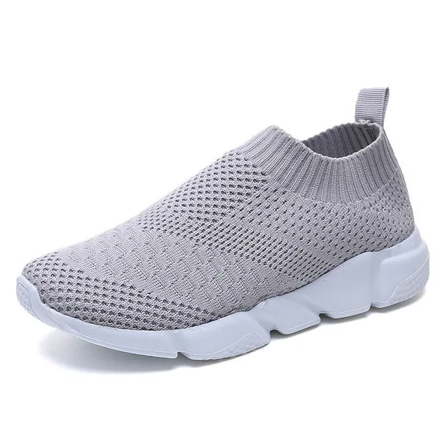 Flats Fishing Shoes Fly Knit Sneakers Breathable Slip On Flat Shoes Soft Bottom For Women