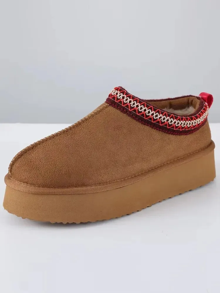 Fur Lined Slippers Crestar Women's Winter Slippers Lady Classic Fashion Brand Warm Thick Sole Shoes Short Plush Ankle Snow Boots Outdoor and Indoor