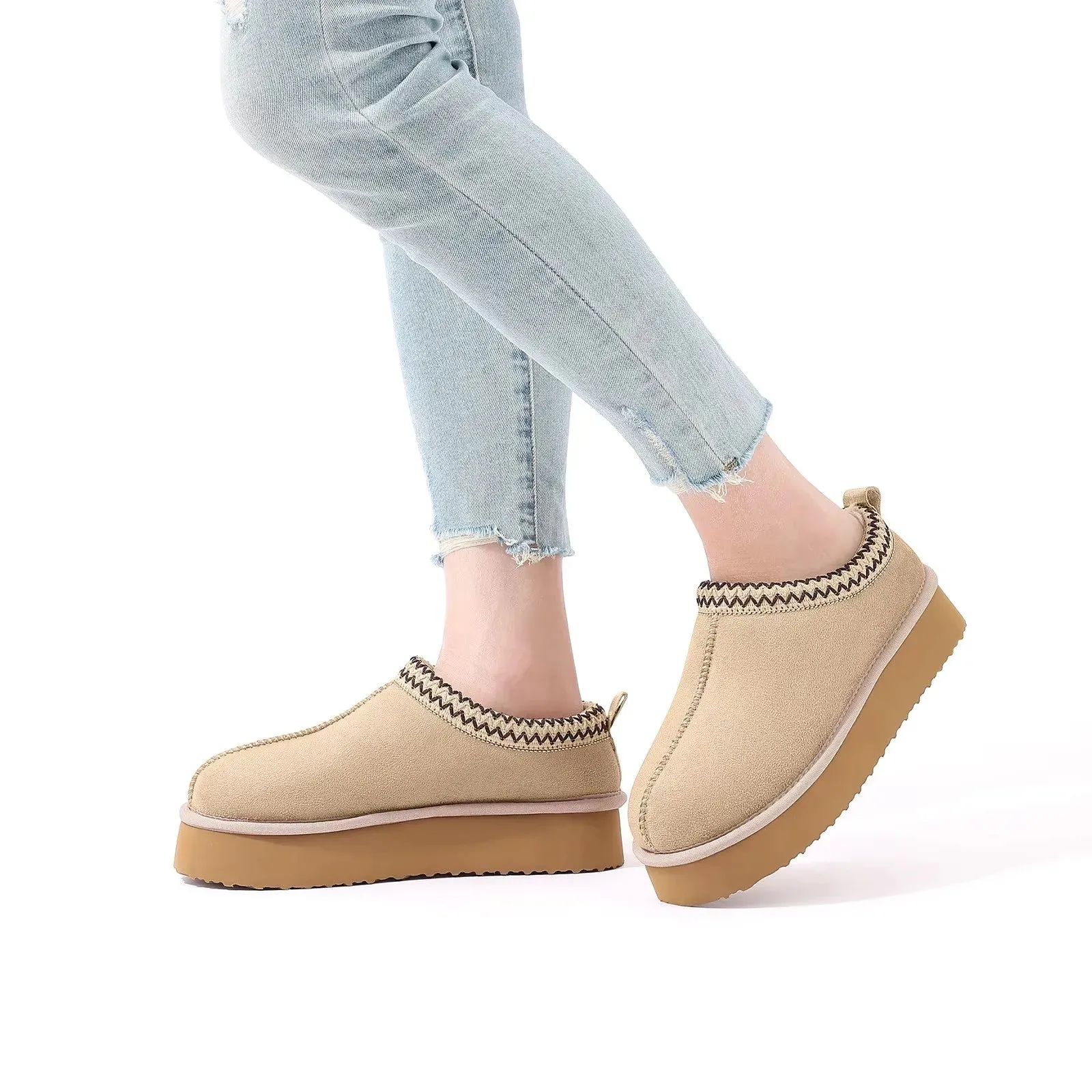 Crestar Women's Winter Slippers Lady Classic Fashion Brand Warm Thick Sole Shoes Short Plush Ankle Snow Boots Outdoor and Indoor Wide Size Slippers