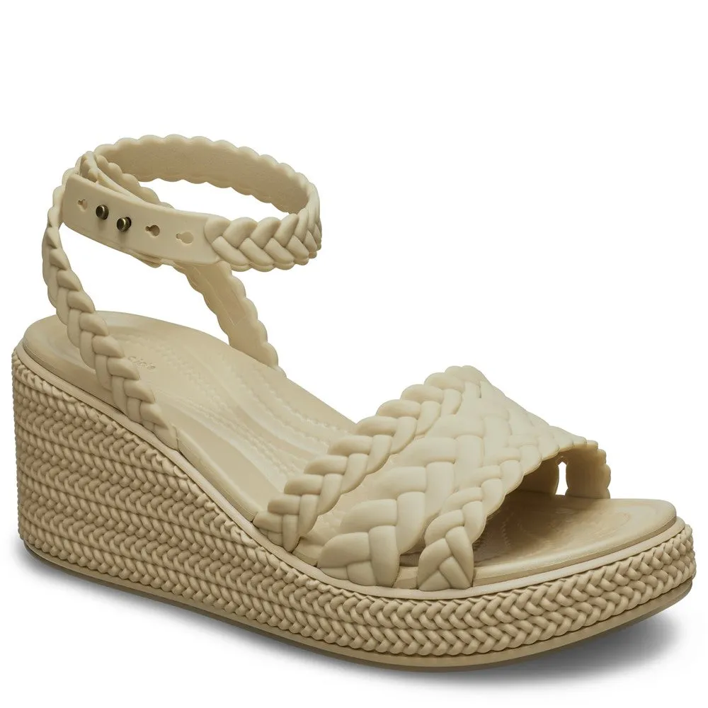 hypoallergenic material Holiday Time Crocs Brooklyn Woven Ankle Strap Wedge
