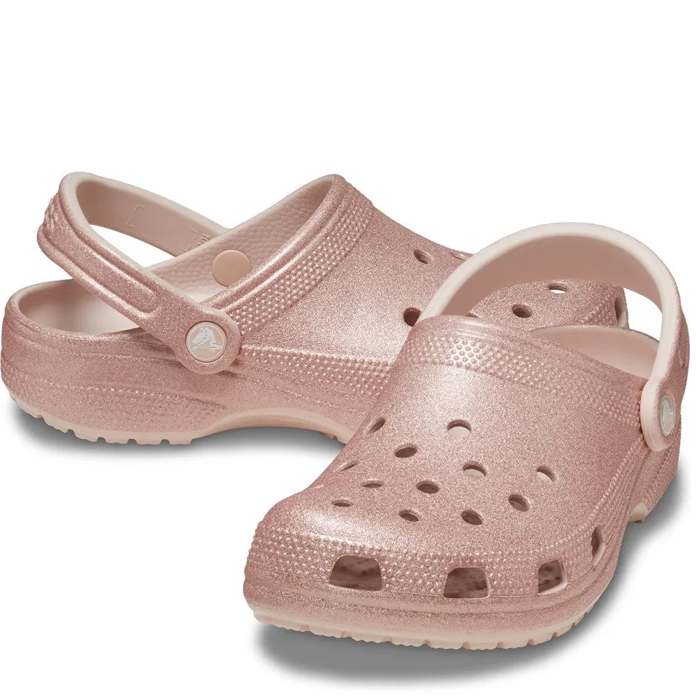 Crocs Unisex Classic Glitter Clog Soft Velcro straps