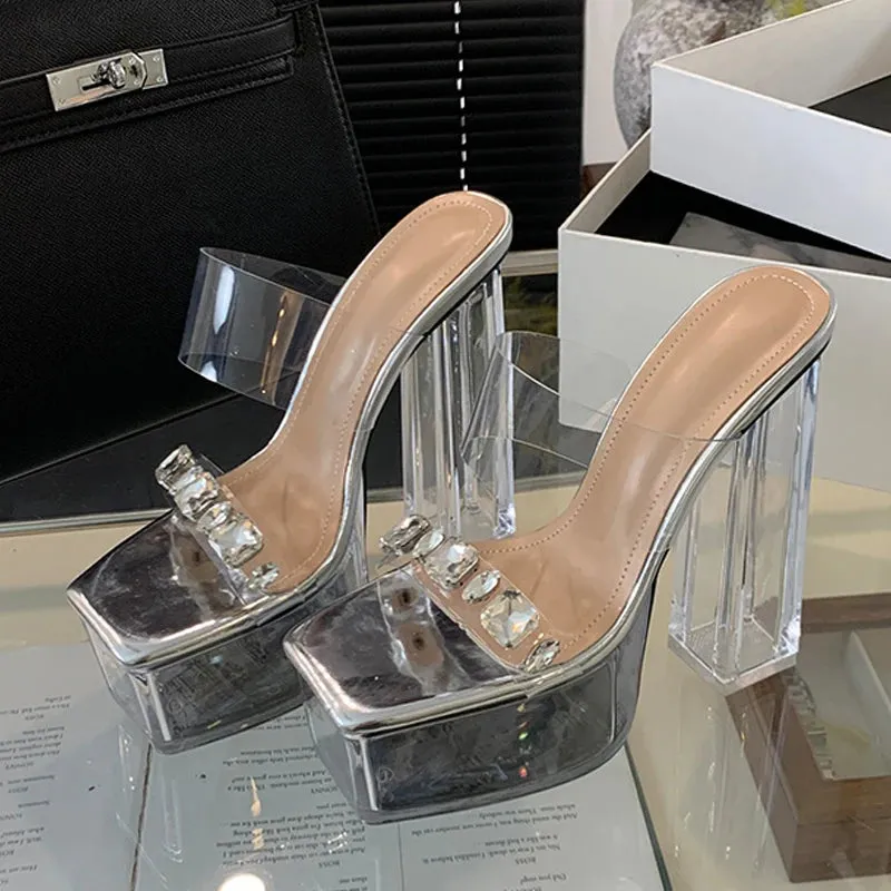 Crystal PVC Transparent platform Sandals Asics Extra Wide Shoes