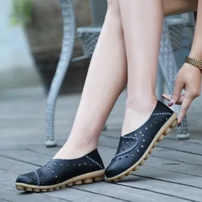 Rene Caovilla Loafers Spring Women Moccasins Ladies Cut Out Comfort Shoes Flat Plus Size Loafers Genuine Leather Slip On L