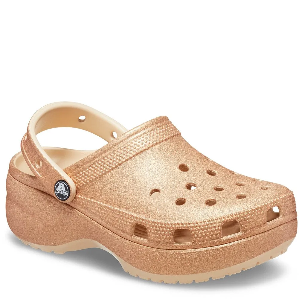 Crocs Classic Platform Glitter Clog Lightweight Comfort