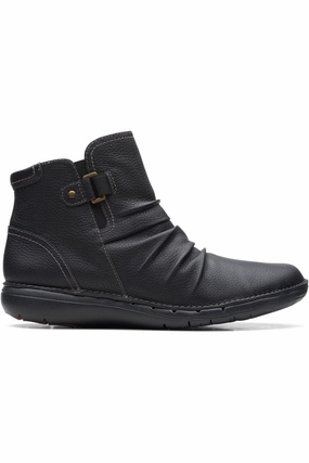 Clarks Un Loop Top black leather Pot Glow Shore Walk