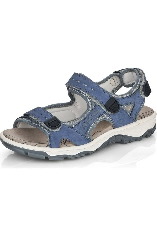 Summer Footwear Essentials Canvas Rieker Ladies Walking Sandals 68874-14 Blue