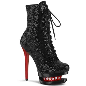 6 Inch Heel BLONDIE-R-1020 Black Sequins Red Best American Work Boots