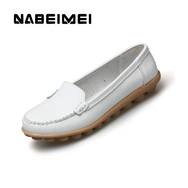 Women Soft Loafers Non-Slip Sturdy Sole Genuine Leather Shoes Velvet Tuxedo Loafers