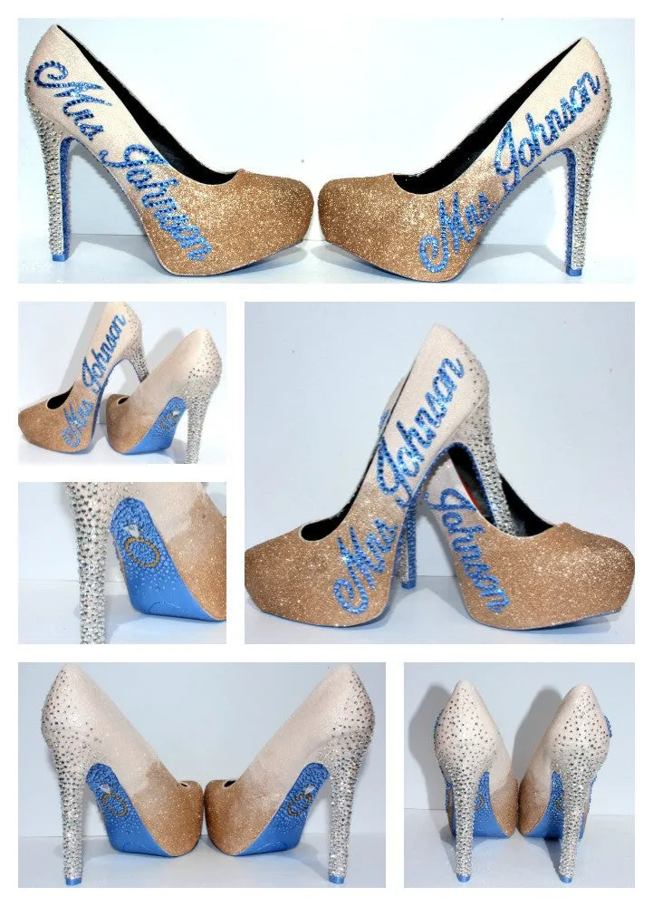 Custom White Gold Ombre Wedding/Prom Shoe Asics Sonoma Trail Running Shoes