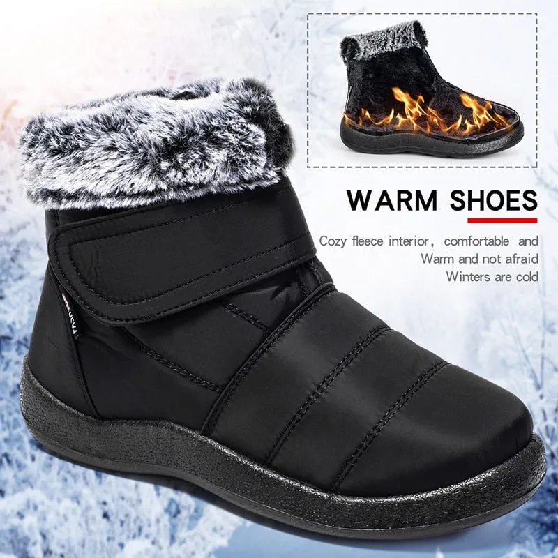 Cuzcare Orthopedic Winter Boots Warm Snow Ankle Waterproof Non Slip Boots For Women Flat Heel Snow Boots