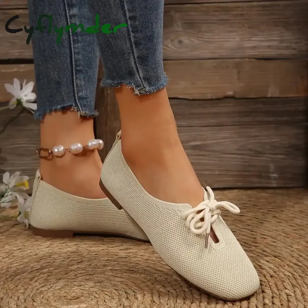 Thick Loafers Cyflymder Autumn Mesh Breathable Women's Flat Shoes Solid Simple Ballet Flats Female Casual Lace-up Walking Shoes for Women