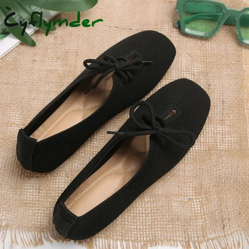 Cyflymder Autumn Mesh Breathable Women's Flat Shoes Solid Simple Ballet Flats Female Casual Lace-up Walking Shoes for Women Kate Spade Leandra Loafers