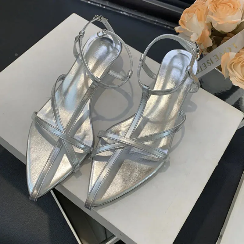 Gold Dress With Shoes DAIIIBABYYY  -  2024 Summer Brown New Narrow Band Women Sandal Fashion High Weadge Heel Ladies Elegant Gladiator Shoes Outdoor Dress Pumps