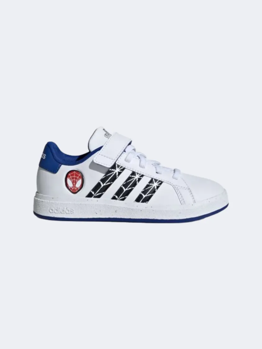 Adidas Grand Court Spider Ps-Boys Sportswear Shoes White/Black/Blue Adidas Latest Shoes