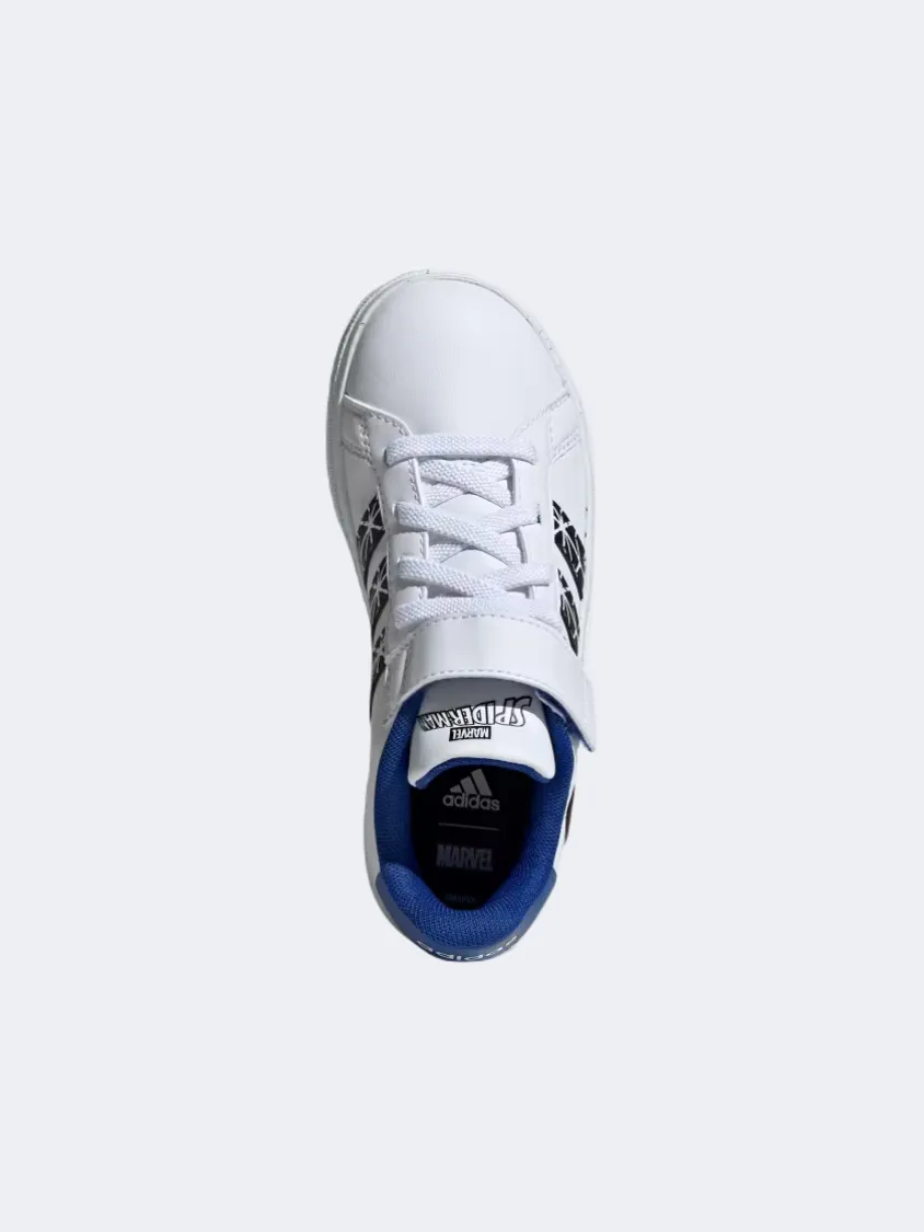 Adidas Running Shoes Deals Adidas Grand Court Spider Ps-Boys Sportswear Shoes White/Black/Blue