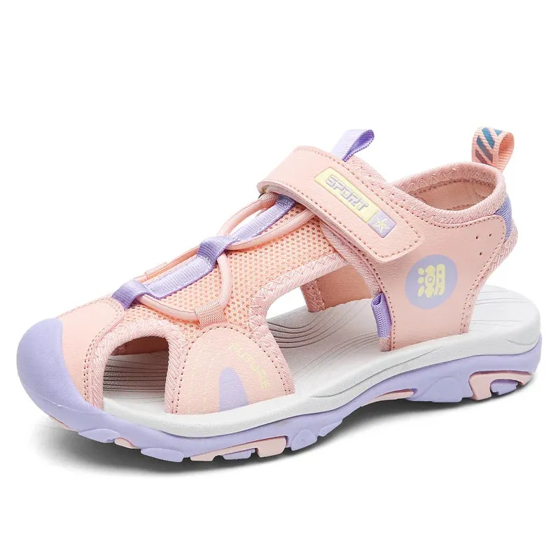 New Style Summer Beach Water Children Sandals Fashion Shoes Outdoor Non-slip Soft Bottom Shading Leather Boys Comfortable Asics Gel-venture Shoes