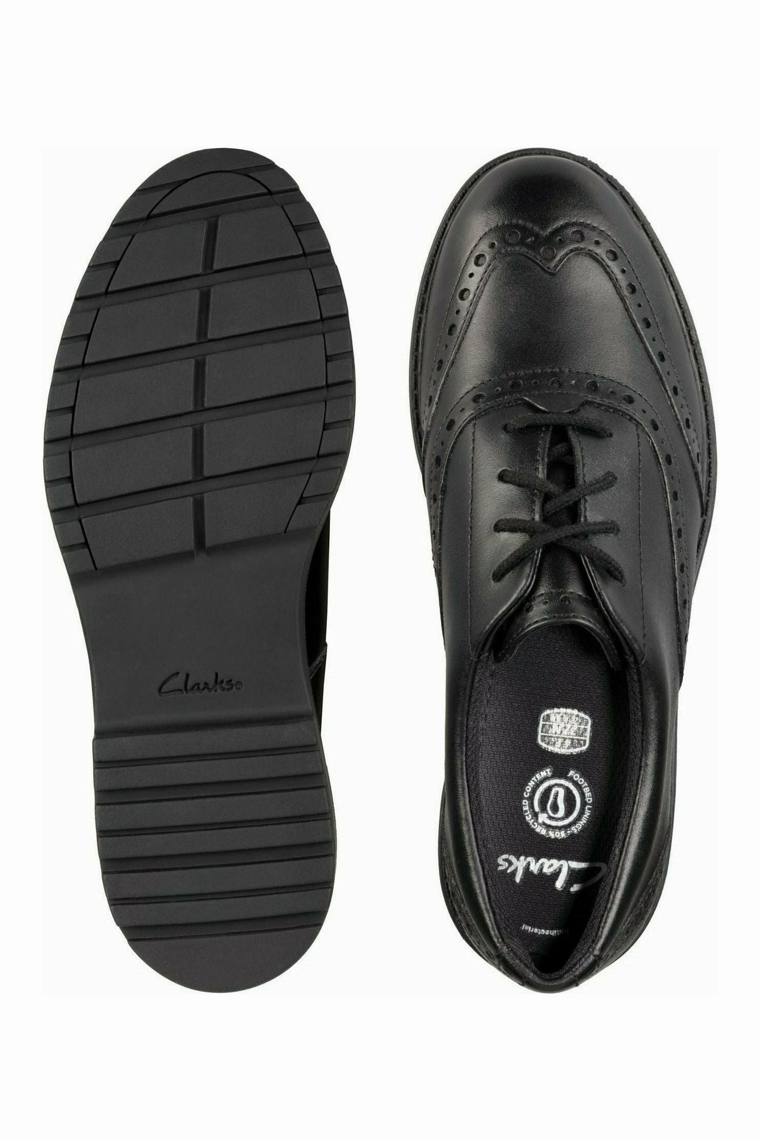 Leather Upper Synthetic Clarks Loxham Brogue Youth black