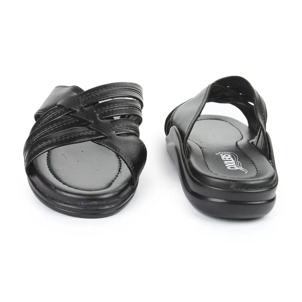 Slide Shoes With Fur Coolers Casual (Black) Slippers For Men TAYLOR By Liberty