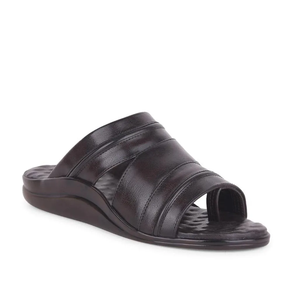 Double Strap Slides Coolers Brown Casual Slippers For Men 7193-901 By Liberty