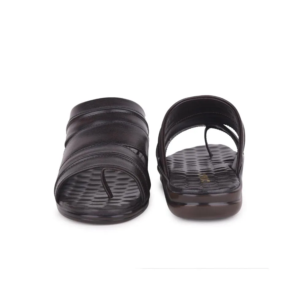 Coolers Brown Casual Slippers For Men 7193-901 By Liberty Slippers With Velcro Straps