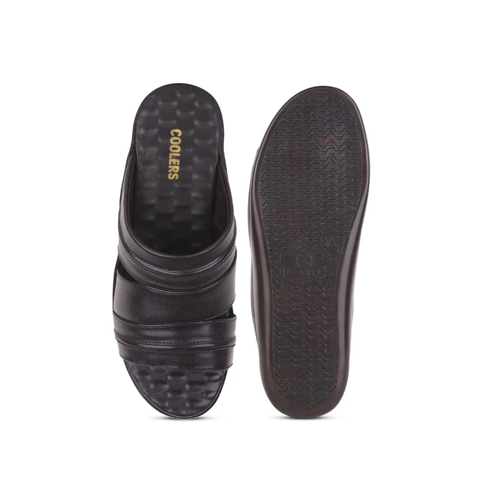 Adilette Slides Coolers Brown Casual Slippers For Men 7193-901 By Liberty