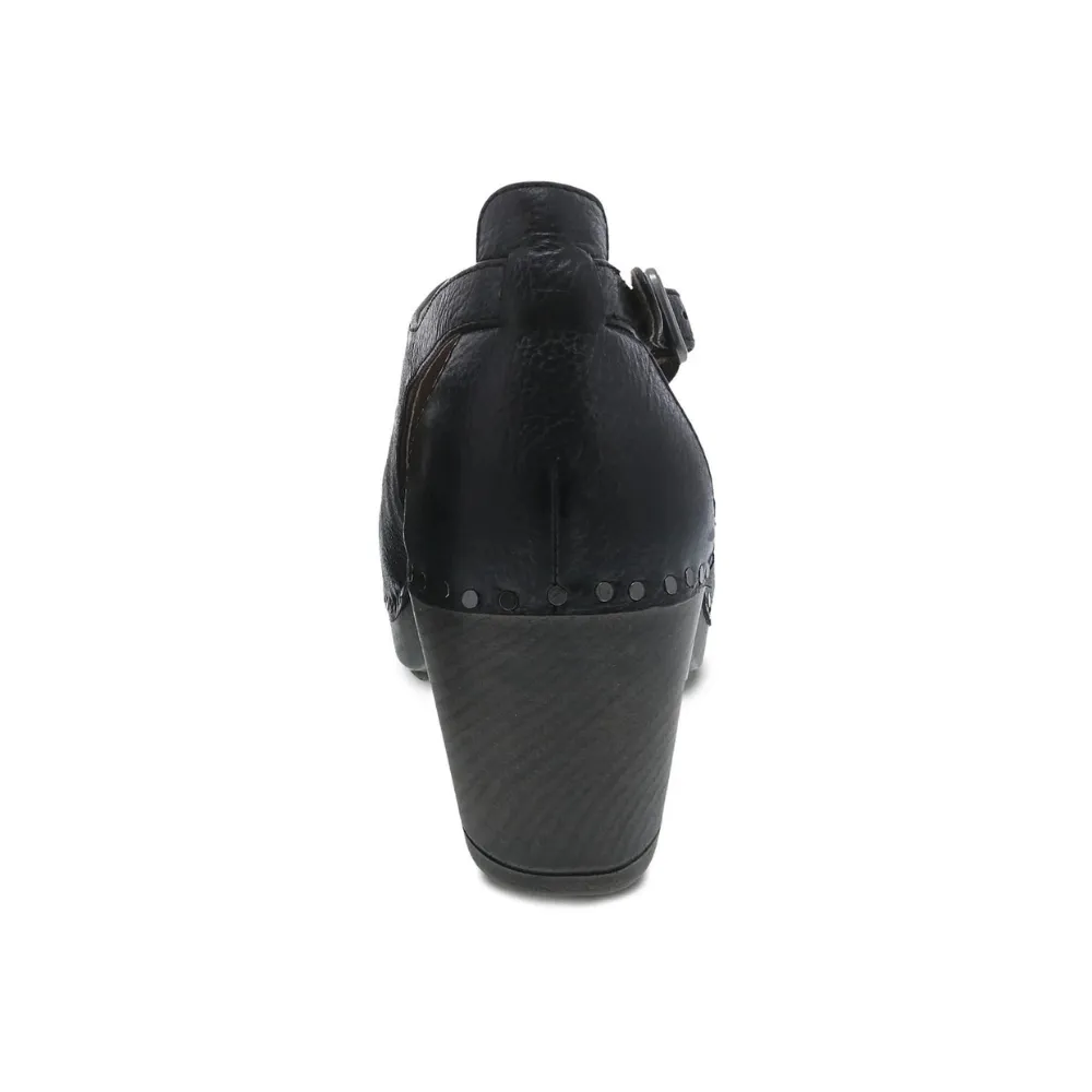 Dress Shoes 14 Wide Dansko Sassy Black Milled Burnished Leather Heel (Women's)