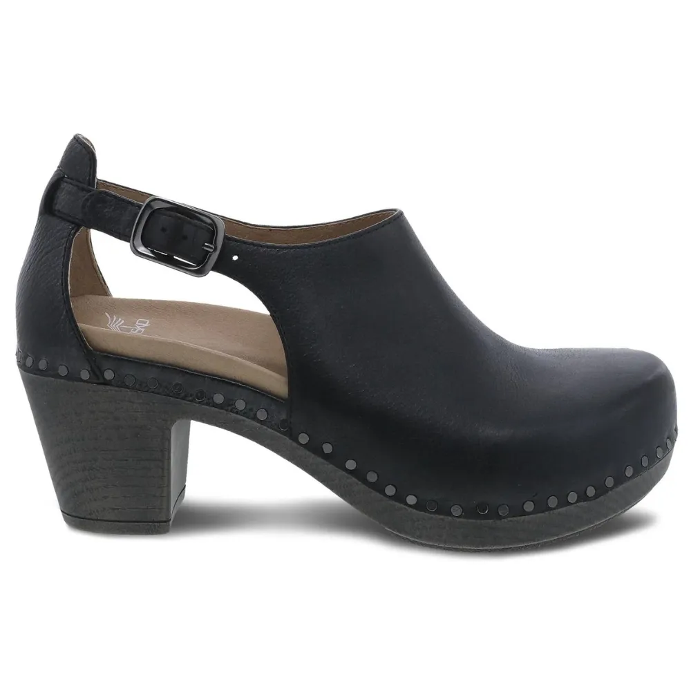 Dress Shoes In Style Dansko Sassy Black Milled Burnished Leather Heel (Women's)