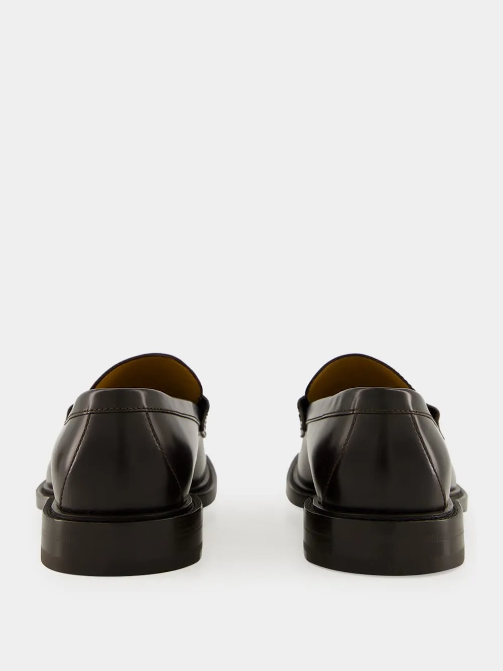 Dark Brown Leather Loafers with Web Detail Loafers Tiger