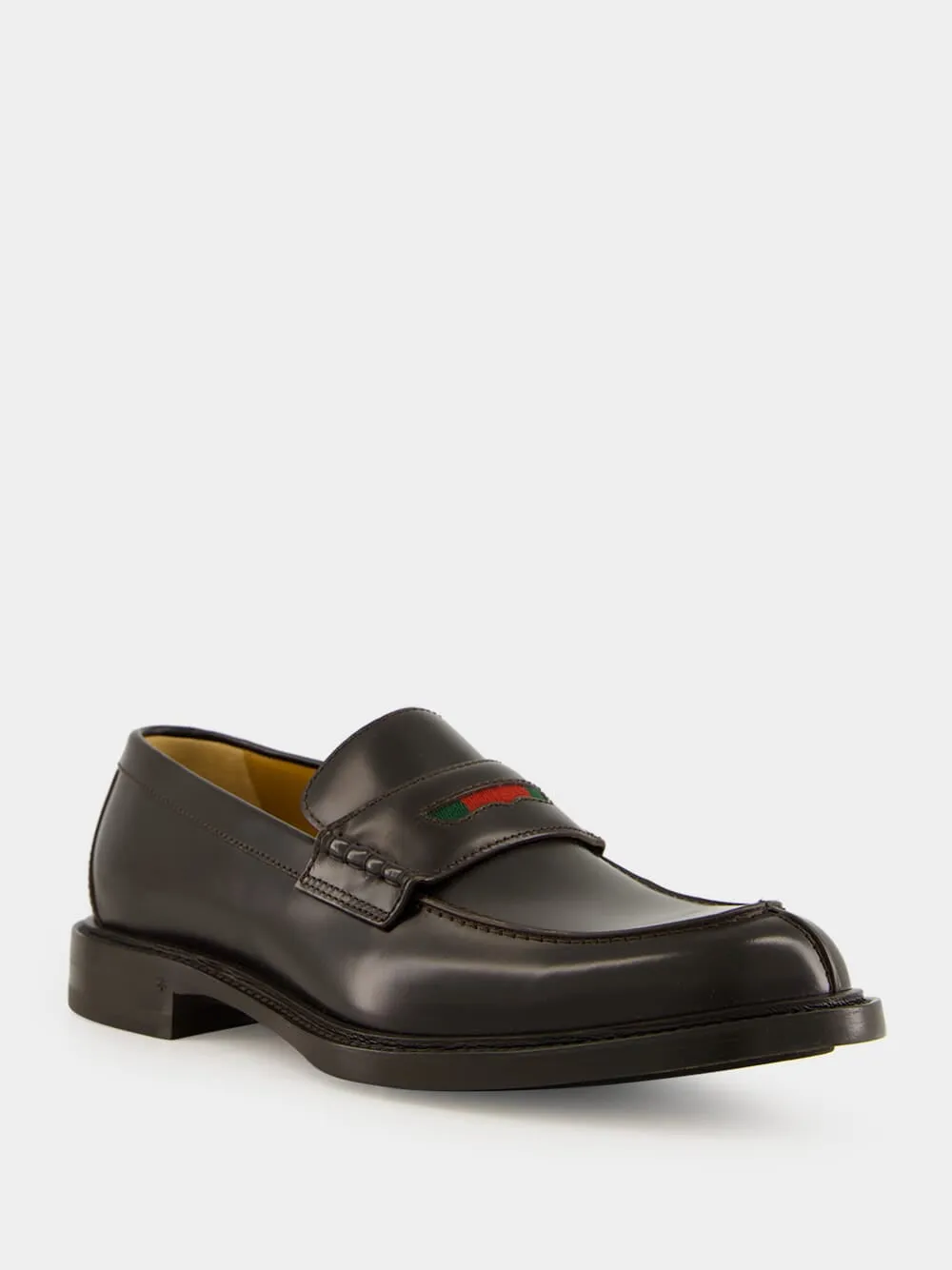 Dark Brown Leather Loafers with Web Detail Dolce Vita Lug Loafers