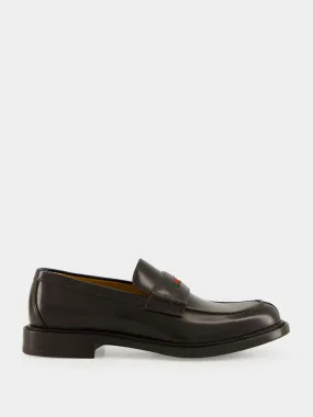 Dark Brown Leather Loafers with Web Detail Loafers 1950s