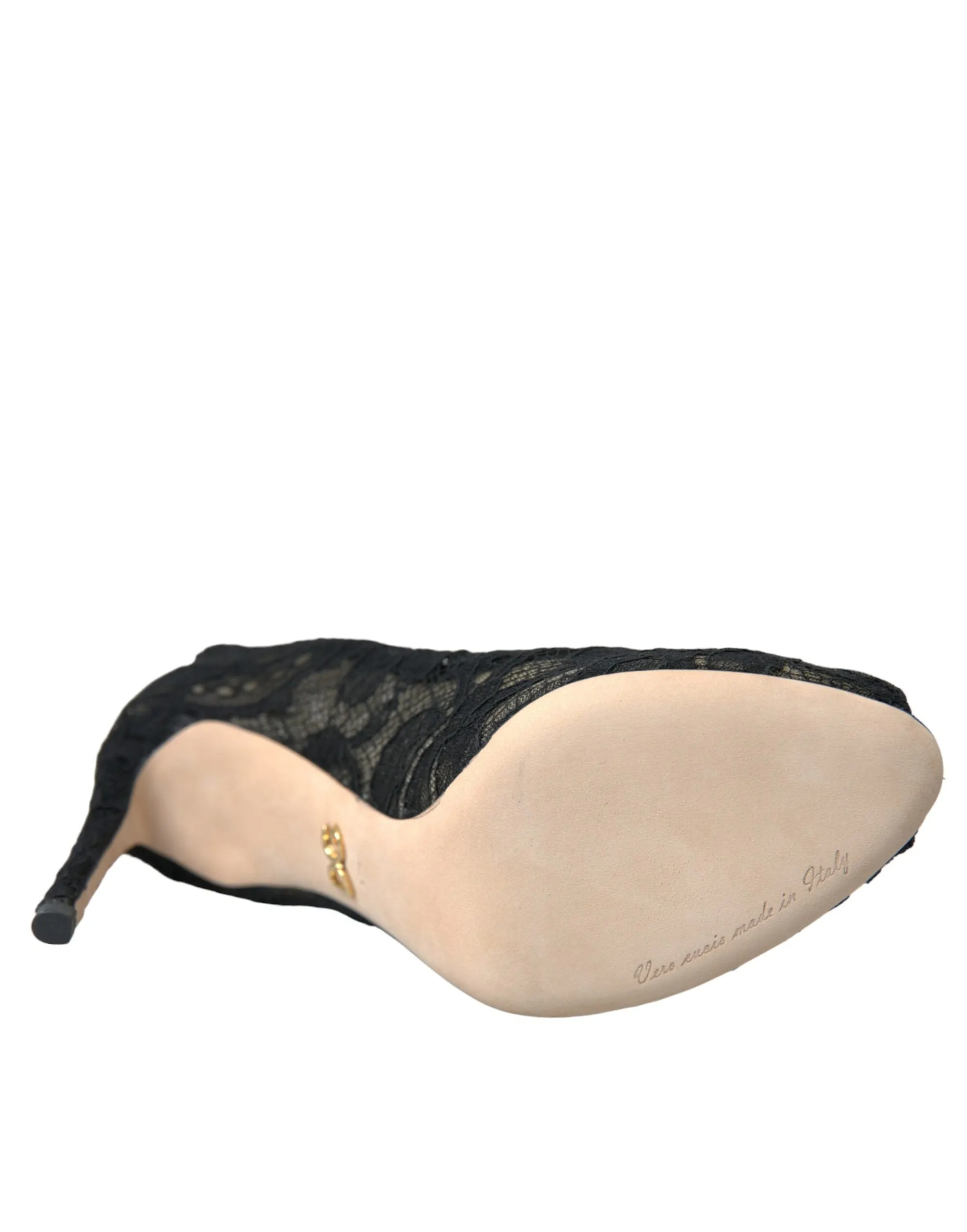 Dolce & Gabbana Black Stretch Taormina Lace Boots Shoes Adidas Camping Shoes