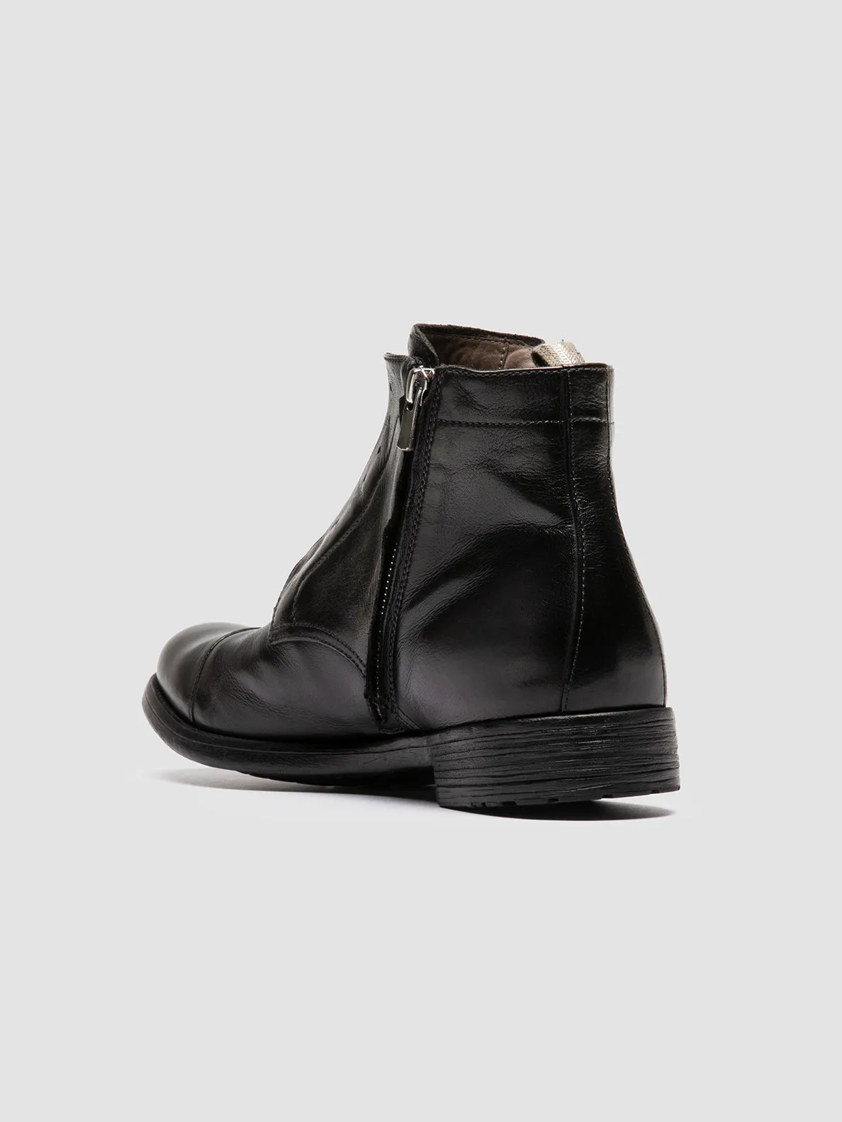 HIVE 005 - Black Leather Zipped Boots Water Boots
