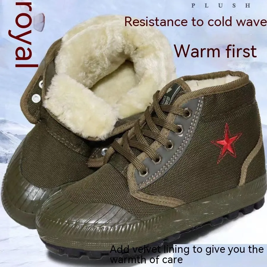 Asics Running Shoes Lineup Non-slip Labor Protection Rubber Shoes Fleece-lined