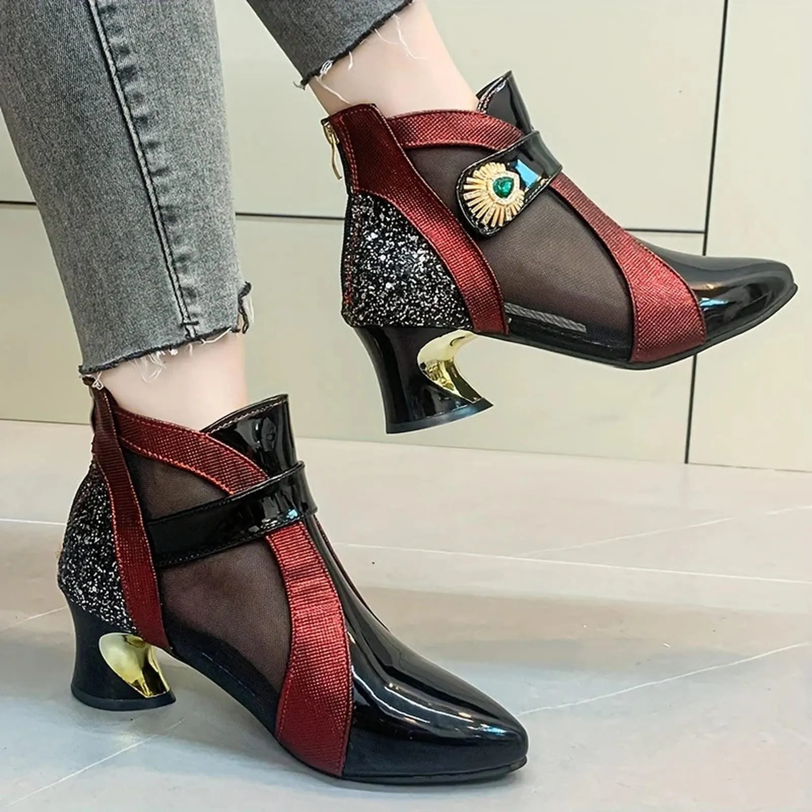 Cute Dress Shoes Women's Elegant French Heel Chelsea Pointed Toe Shoes