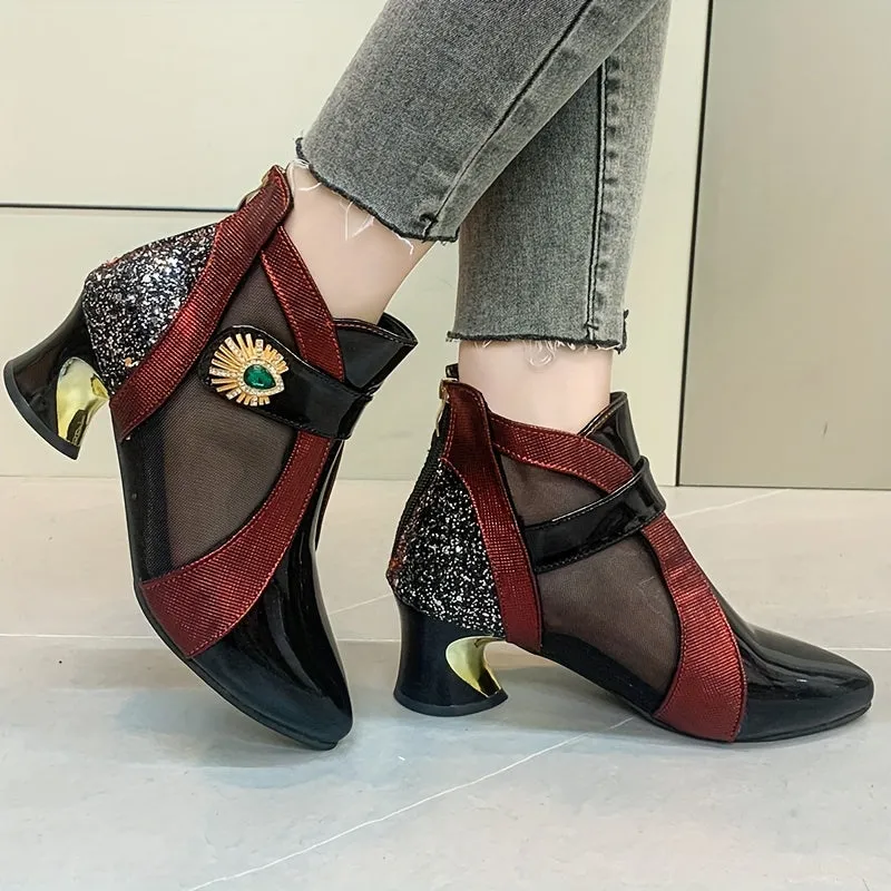 Women's Elegant French Heel Chelsea Pointed Toe Shoes High Quality Leather Dress Shoes