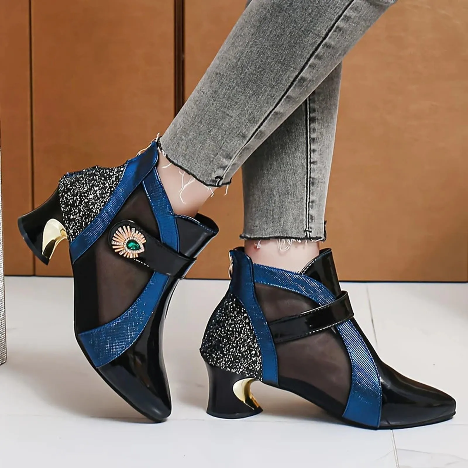 Hipster Dress Shoes Women's Elegant French Heel Chelsea Pointed Toe Shoes