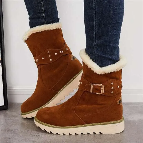 Size 9.5 Snow Boots Women Winter Boots Snow Ankle Boots Warm Fur Lined Slip on Booties