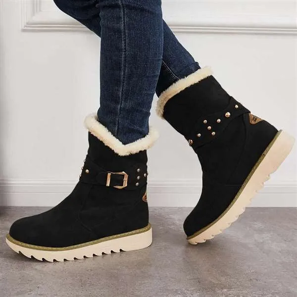 Women Winter Boots Snow Ankle Boots Warm Fur Lined Slip on Booties Vogue Snow Boots
