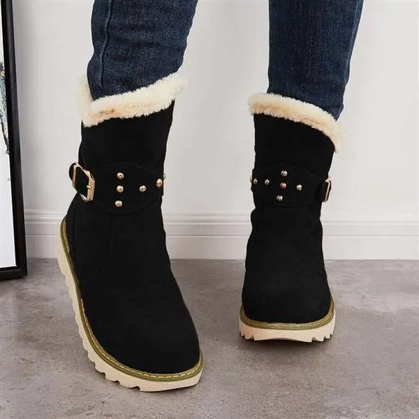 Women Winter Boots Snow Ankle Boots Warm Fur Lined Slip on Booties Ugg Snow Boots Sale
