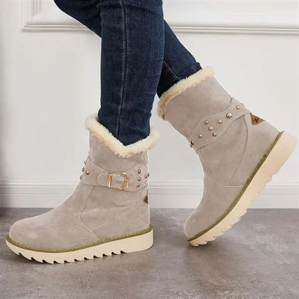 Trekking Snow Boots Women Winter Boots Snow Ankle Boots Warm Fur Lined Slip on Booties