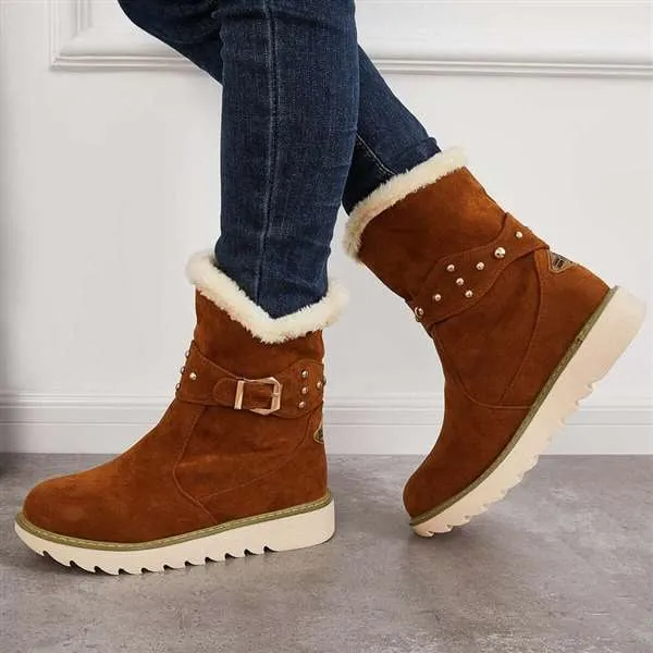 Totes Wide Width Snow Boots Women Winter Boots Snow Ankle Boots Warm Fur Lined Slip on Booties
