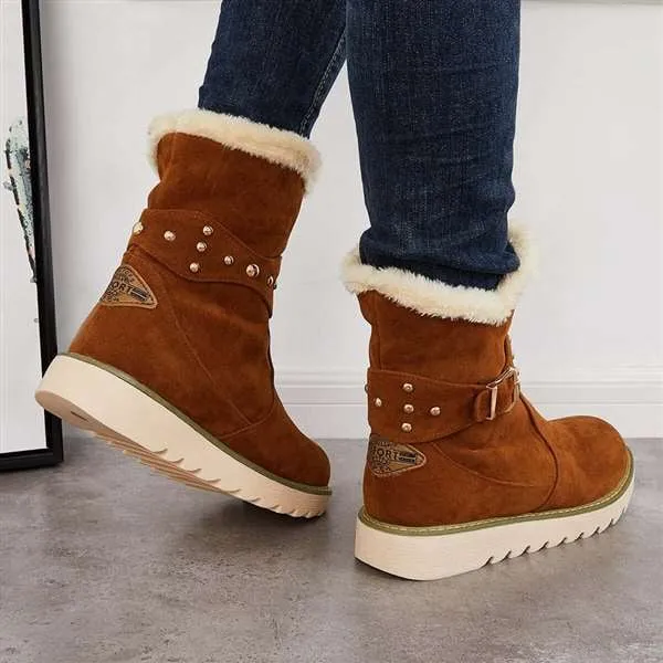 Women Winter Boots Snow Ankle Boots Warm Fur Lined Slip on Booties Ski Snow Boots