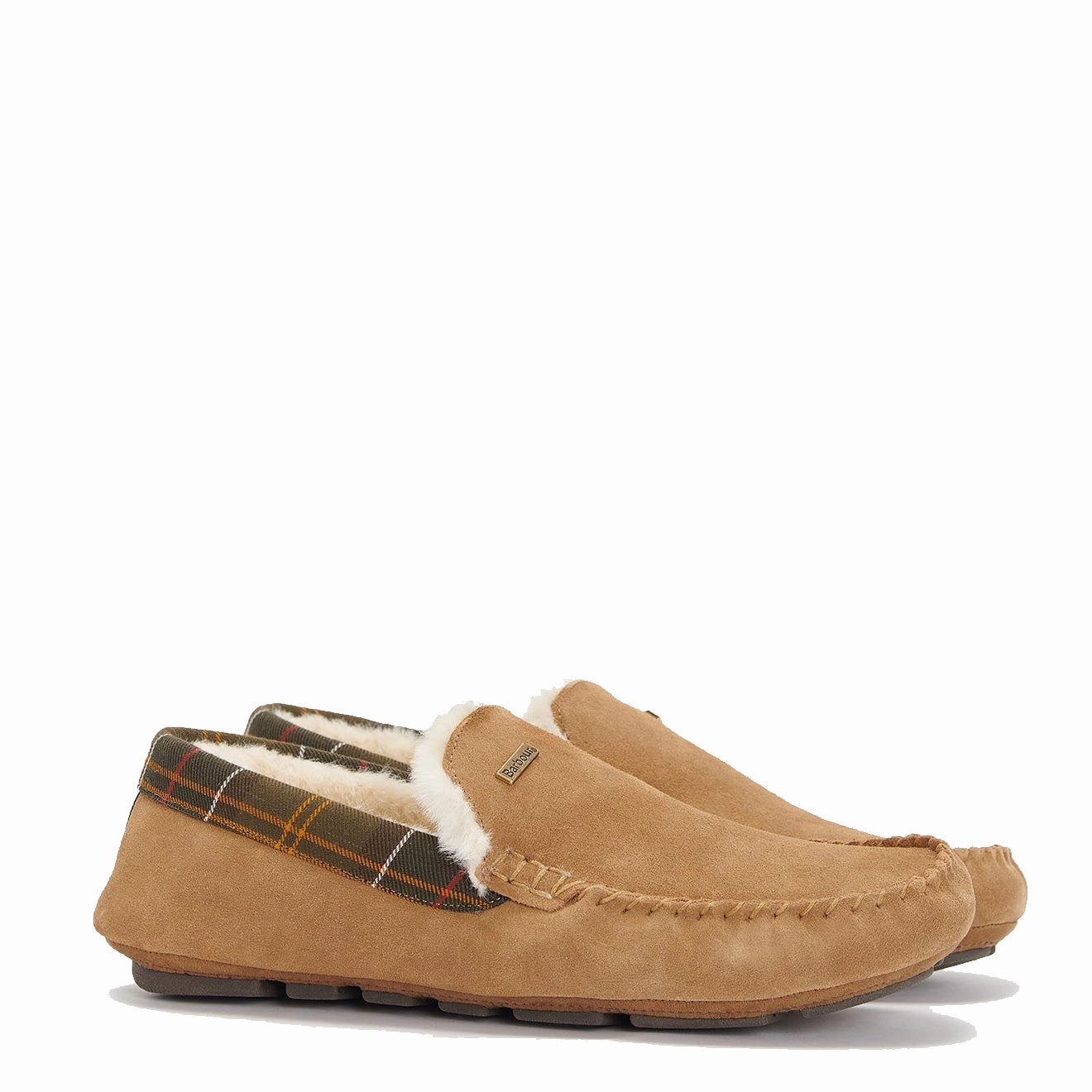 Camp Glow Barbour Monty Moccasin Slipper Camel Suede