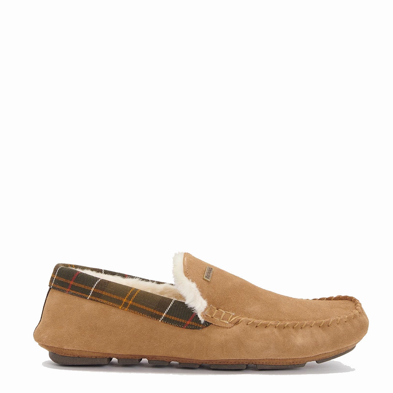 Barbour Monty Moccasin Slipper Camel Suede Race Glow