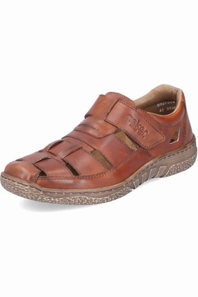 Rieker Mens Sandals 03578-24 in Brown Cushion Lining