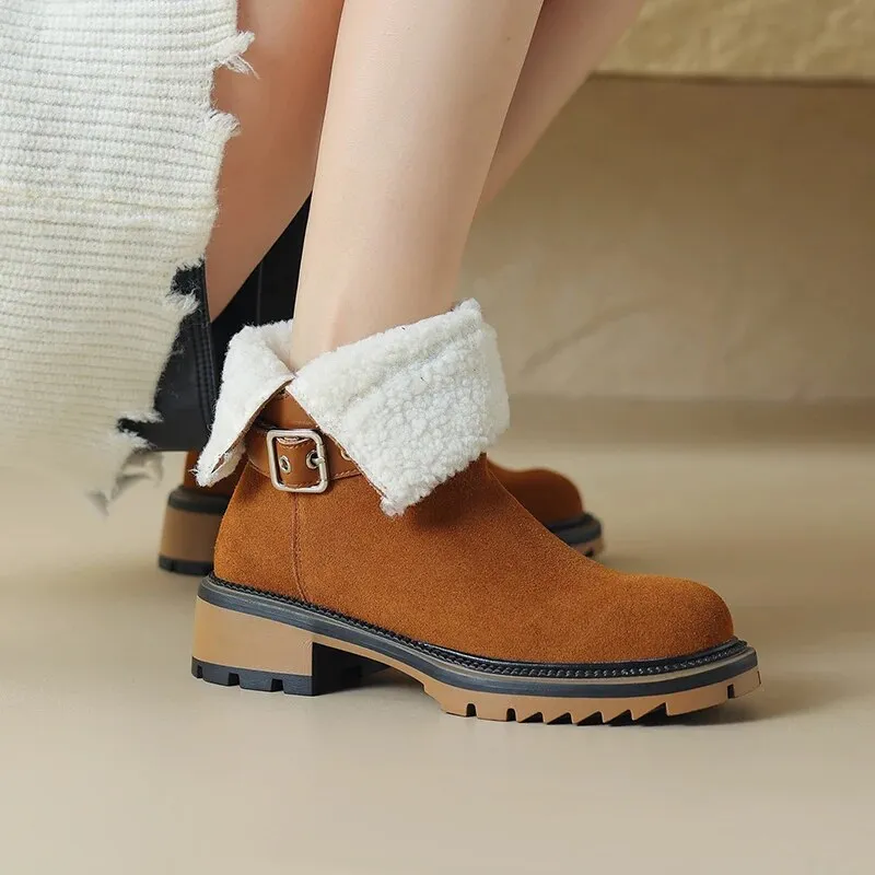 Sorel Conquest Carly Ii Snow Boot New Cow Suede Leather Snow Boots Women Warm Winter Boots Platform Boots Side Zipper Fashion Ankle Boots Shoes for Women