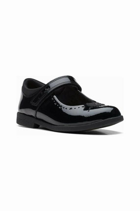 Roomy Toe Box Clarks Magic Step Bar Kid black patent