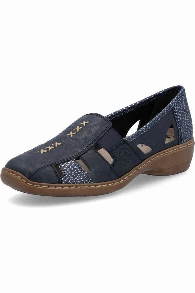 Rieker 41385-15 in blue Ladies summer slip on shoe Sea Breeze