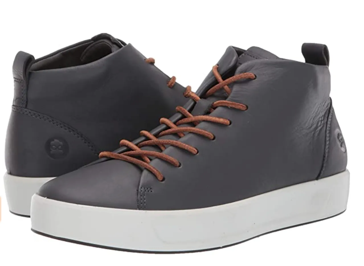 ECCO Men's Soft 8 Mid Cut Sneaker Color Magnet Dri-tan Adidas Shoe Bottoms